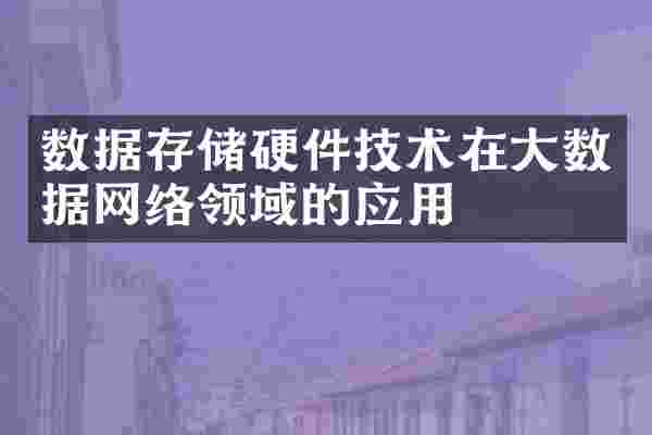 数据存储硬件技术在大数据网络领域的应用