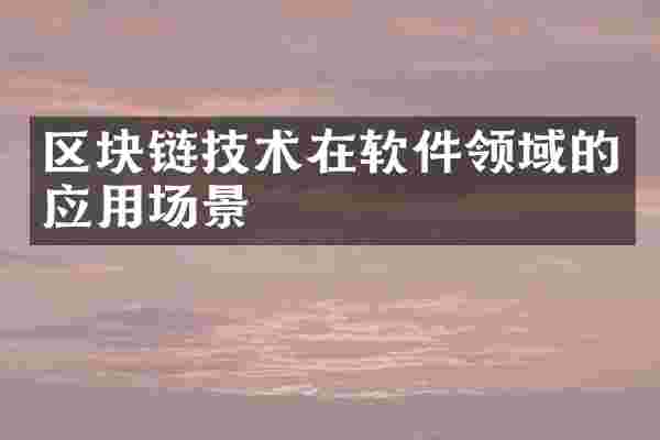 区块链技术在软件领域的应用场景