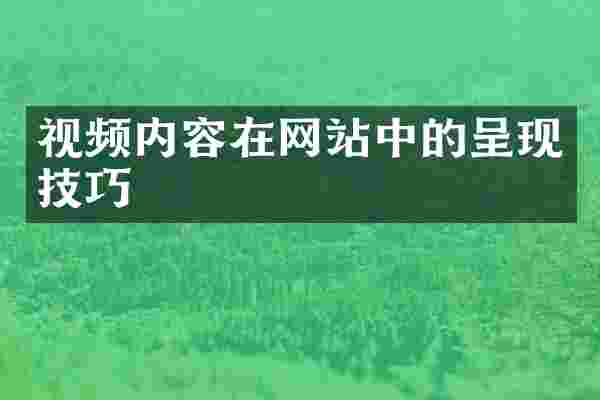 视频内容在网站中的呈现技巧