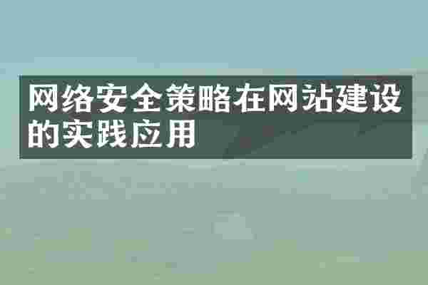网络安全策略在网站建设的实践应用
