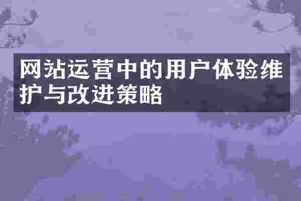 网站运营中的用户体验维护与改进策略