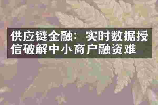供应链金融：实时数据授信破解中小商户融资难