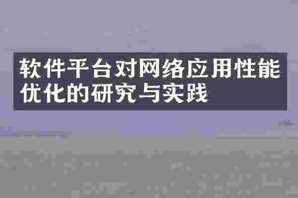 软件平台对网络应用性能优化的研究与实践