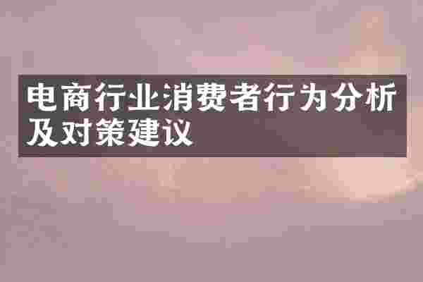 电商行业消费者行为分析及对策建议