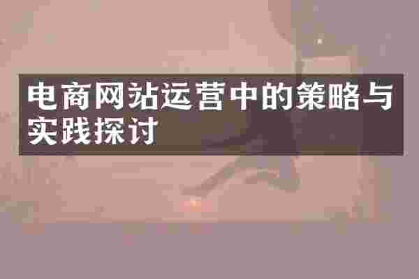 电商网站运营中的策略与实践探讨