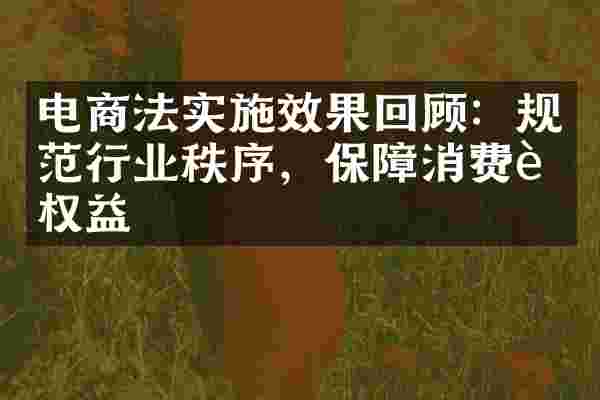 电商法实施效果回顾：规范行业秩序，保障消费者权益