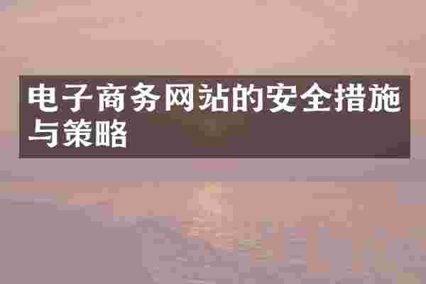 电子商务网站的安全措施与策略