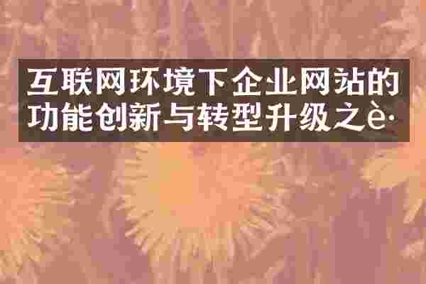 互联网环境下企业网站的功能创新与转型升级之路