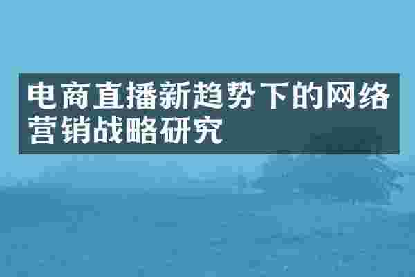 电商直播新趋势下的网络营销战略研究